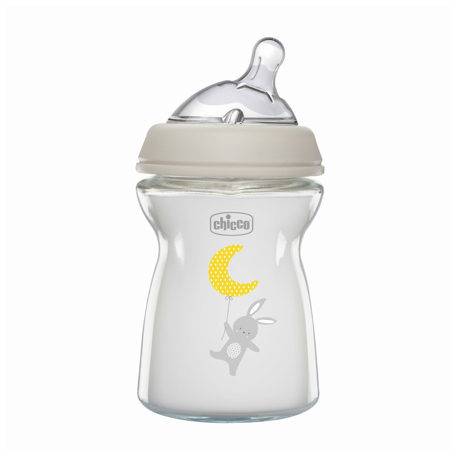Дитяча скляна пляшечка для годування Chicco Natural Feeling силіконова соска, нормальний потік, від народження, 250 мл (81221.30)