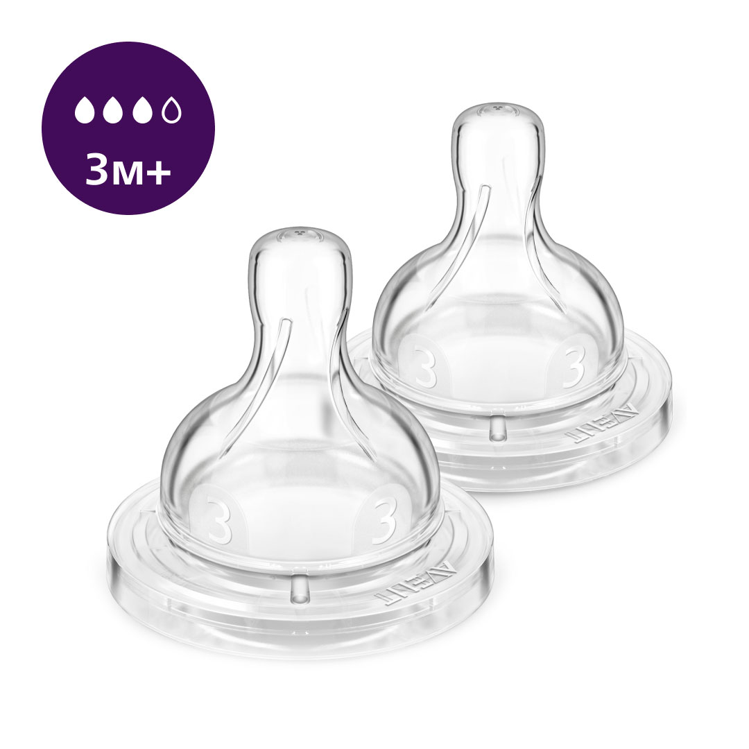 Силіконова соска PHILIPS AVENT Анти-колік, середній потік, від 3 місяців, 2 шт (SCY763/02)